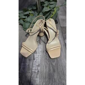 Sam Edelman Beige Strappy Block Heel Sandals